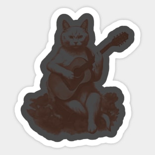 Cat Playing Guitar Sticker